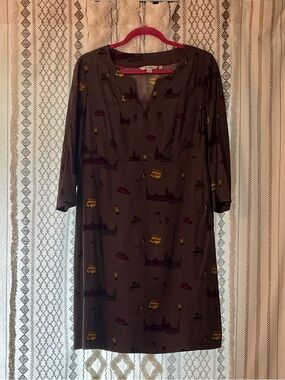 Boden Dress with Yellow and Plum City Print